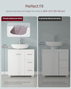 Under Sink Bathroom Cabinet with 2 Drawers, Under Sink Storage Cabinet, Fits Various Washbasins