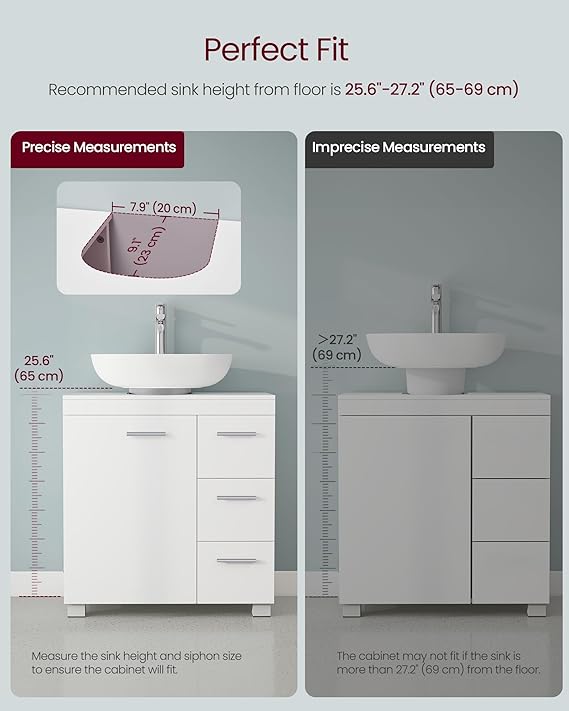 Under Sink Bathroom Cabinet with 2 Drawers, Under Sink Storage Cabinet, Fits Various Washbasins